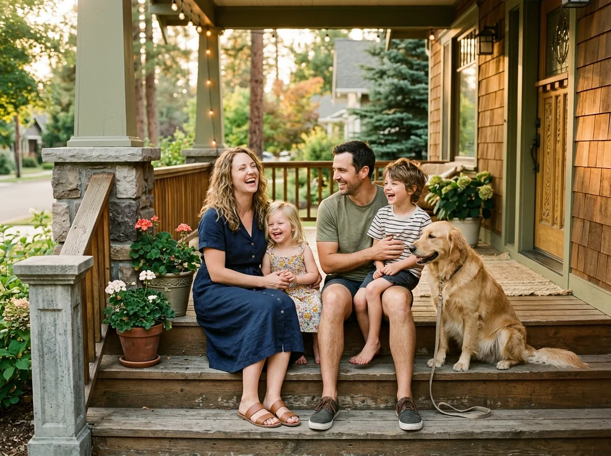Family on their front porch