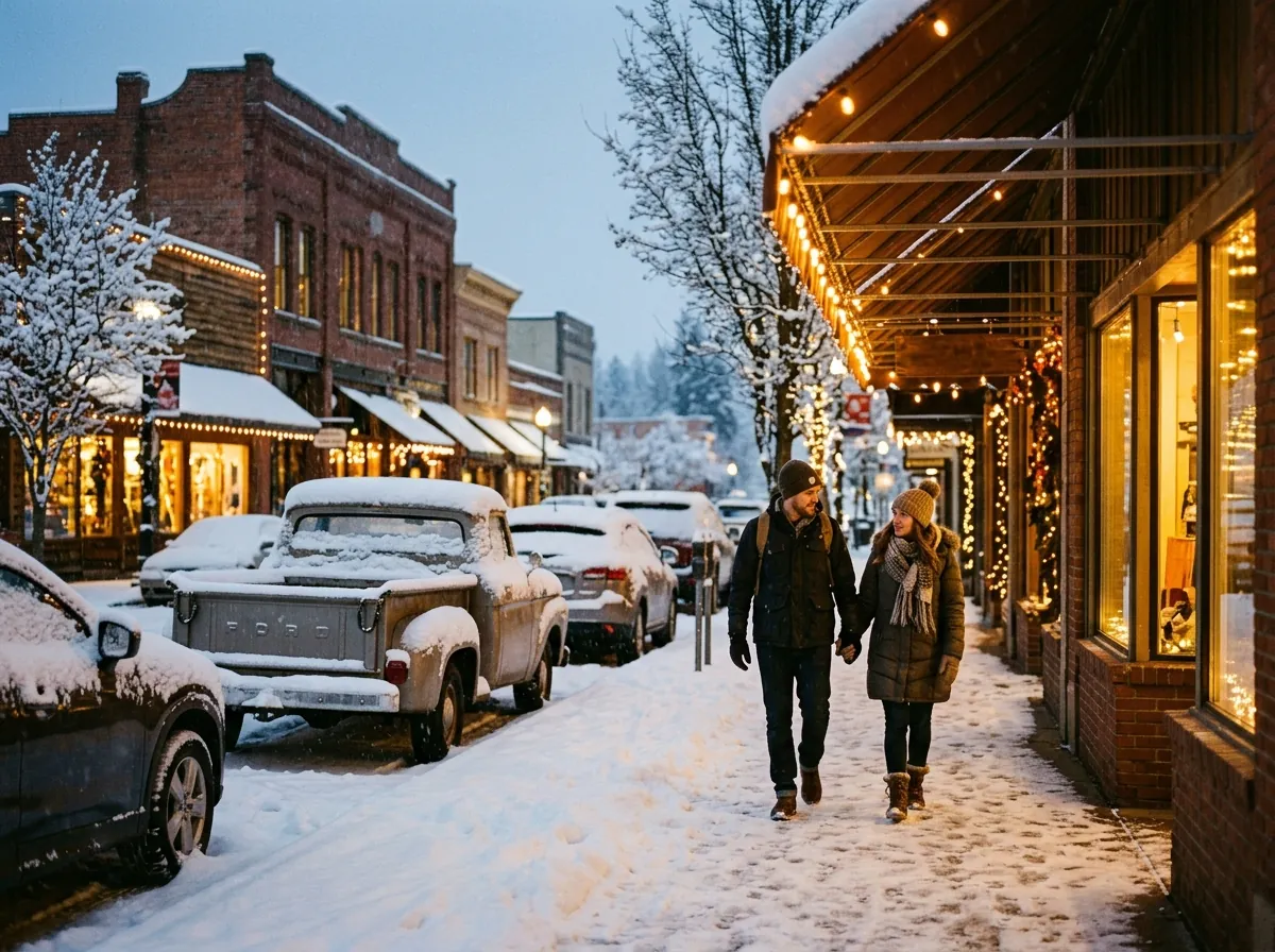 Downtown Coeur d'Alene in the snow
